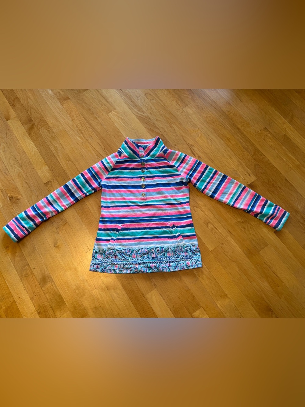 Lilly Pulitzer Pink, Teal, Navy & White Striped Top